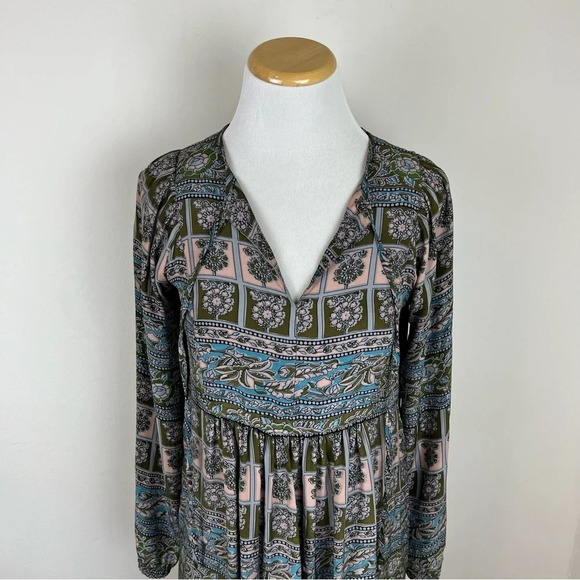 ANTHROPOLOGIE SUNNER First Whisper 100% Silk Dress Floral Boho Long Sleeve - Picture 3 of 7
